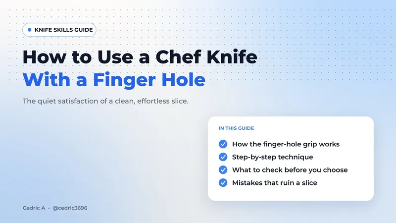 Cover reading How to Use a Chef Knife With a Finger Hole, with a short checklist